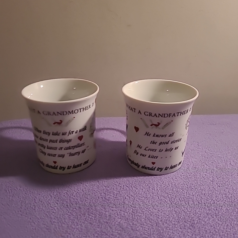 The Original Red Plate Co 1985 What A Grandmother And What A Grandfather Mugs